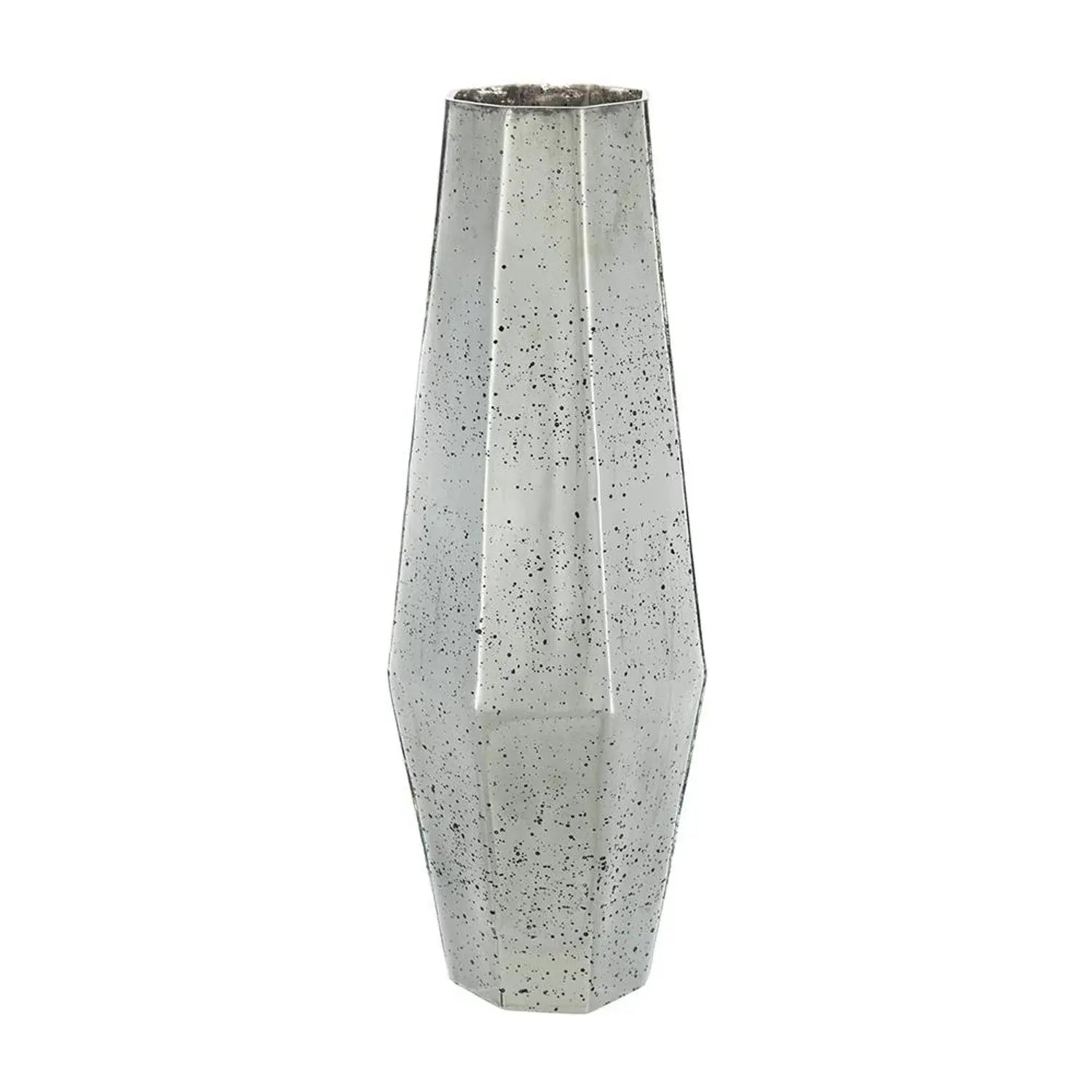 20" Antiqued Silver Glass Cylinder Table Vase - Homeroots - Flyclothing LLC