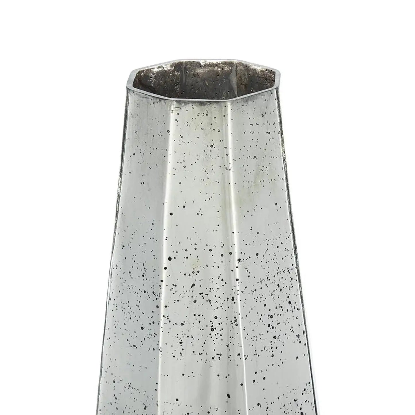 20" Antiqued Silver Glass Cylinder Table Vase - Homeroots - Flyclothing LLC