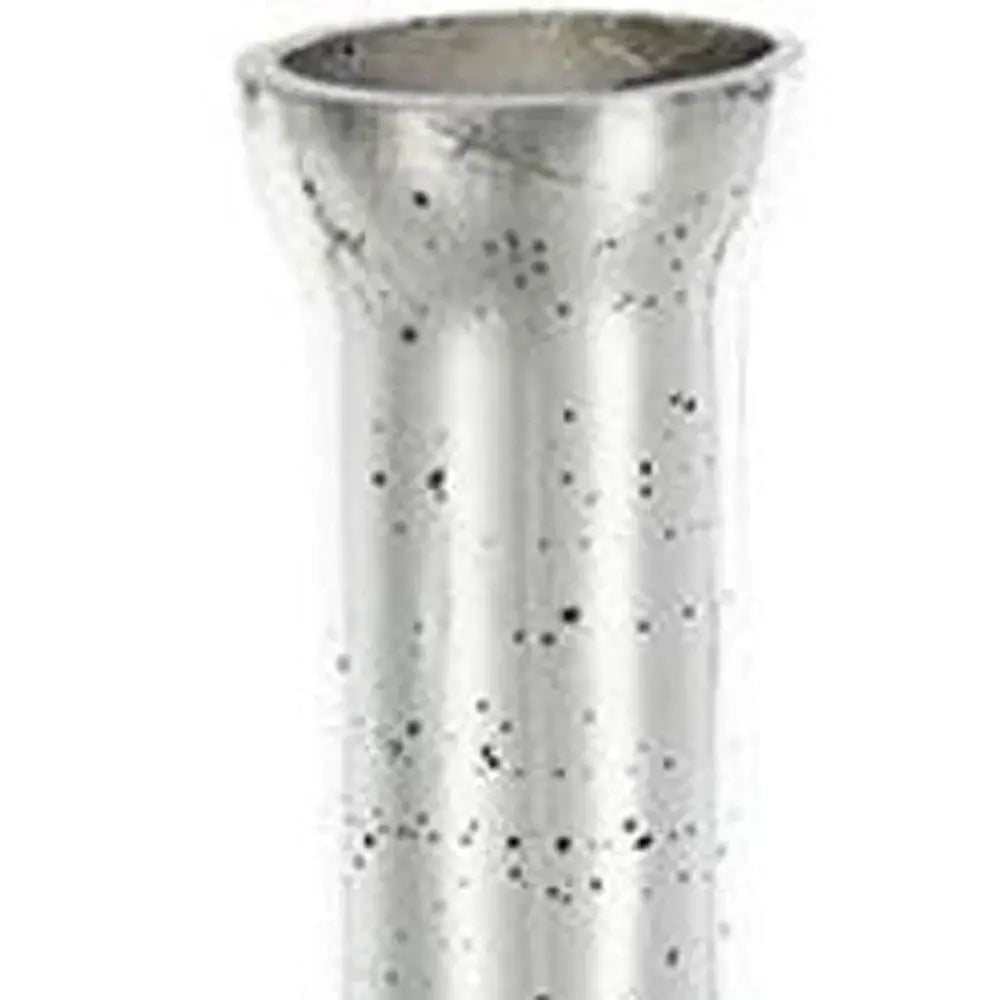 25" Antiqued Silver Floral Glass Bottle Table Vase - Homeroots - Flyclothing LLC