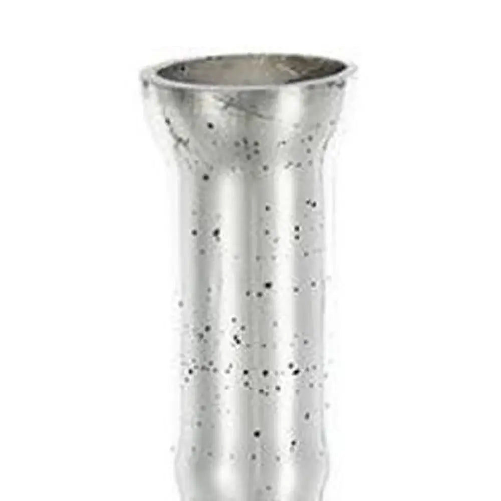 25" Antiqued Silver Floral Glass Bottle Table Vase - Homeroots - Flyclothing LLC
