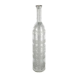 25" Antiqued Silver Floral Glass Bottle Table Vase - Homeroots - Flyclothing LLC
