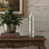 25" Antiqued Silver Floral Glass Bottle Table Vase - Homeroots - Flyclothing LLC