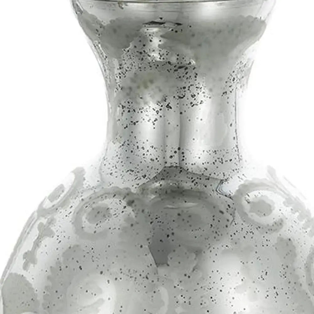 18" Antiqued Silver Floral Glass Table Vase - Homeroots - Flyclothing LLC