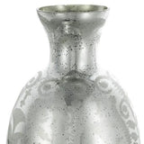 18" Antiqued Silver Floral Glass Table Vase - Homeroots - Flyclothing LLC