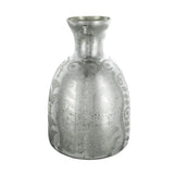 18" Antiqued Silver Floral Glass Table Vase - Homeroots - Flyclothing LLC