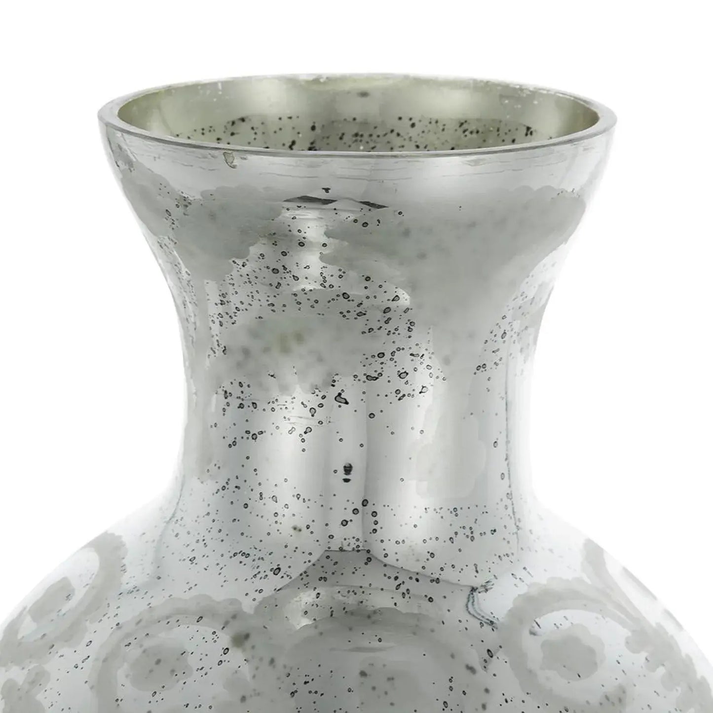 18" Antiqued Silver Floral Glass Table Vase - Homeroots - Flyclothing LLC