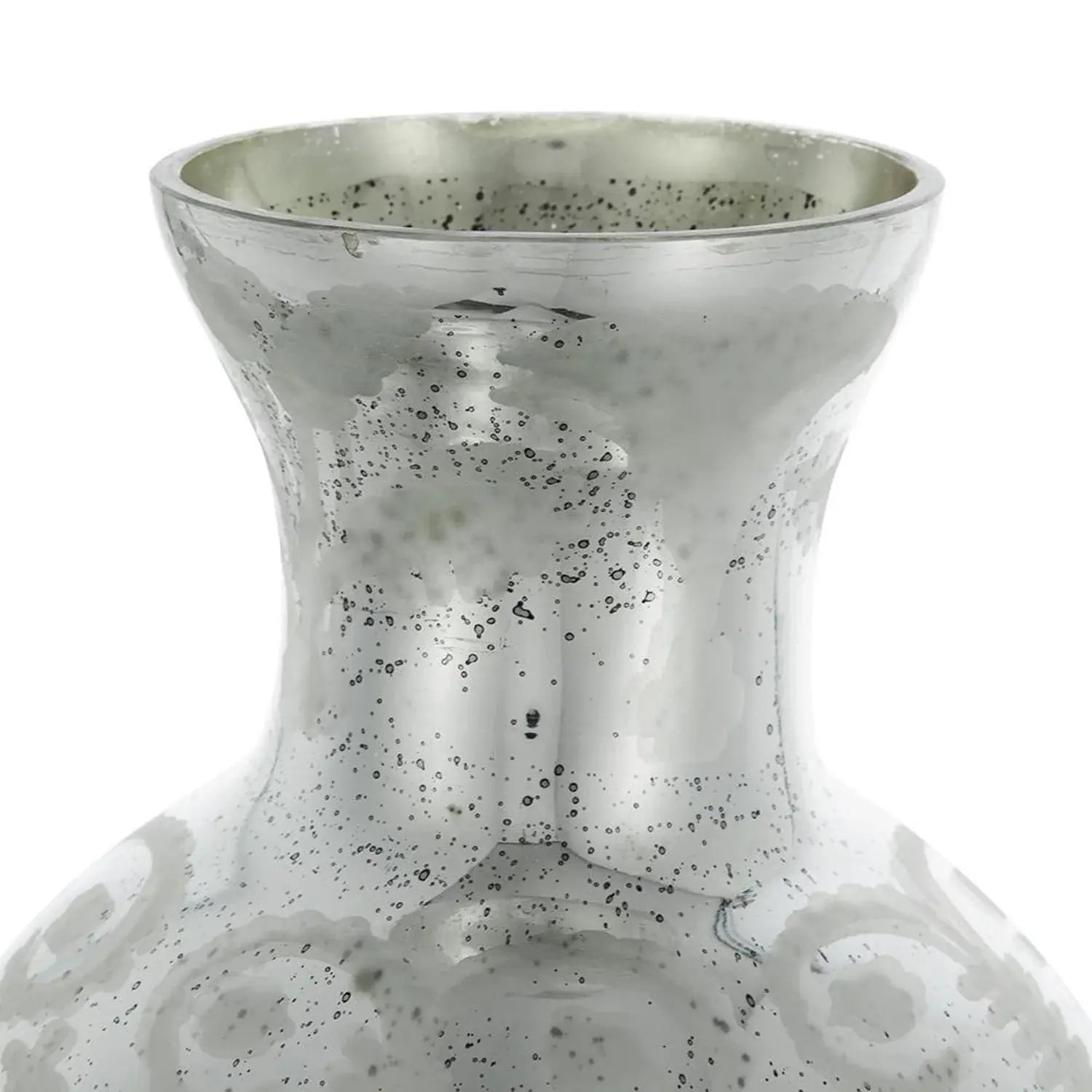 18" Antiqued Silver Floral Glass Table Vase - Homeroots - Flyclothing LLC