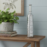 30" Antiqued Silver Floral Glass Bottle Table Vase - Homeroots - Flyclothing LLC