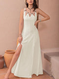 Swiss Dot Cutout Sleeveless Maxi Dress - Trendsi