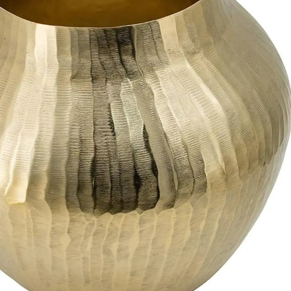 9" Gold Hammered Aluminum Round Table Vase - Homeroots - Flyclothing LLC