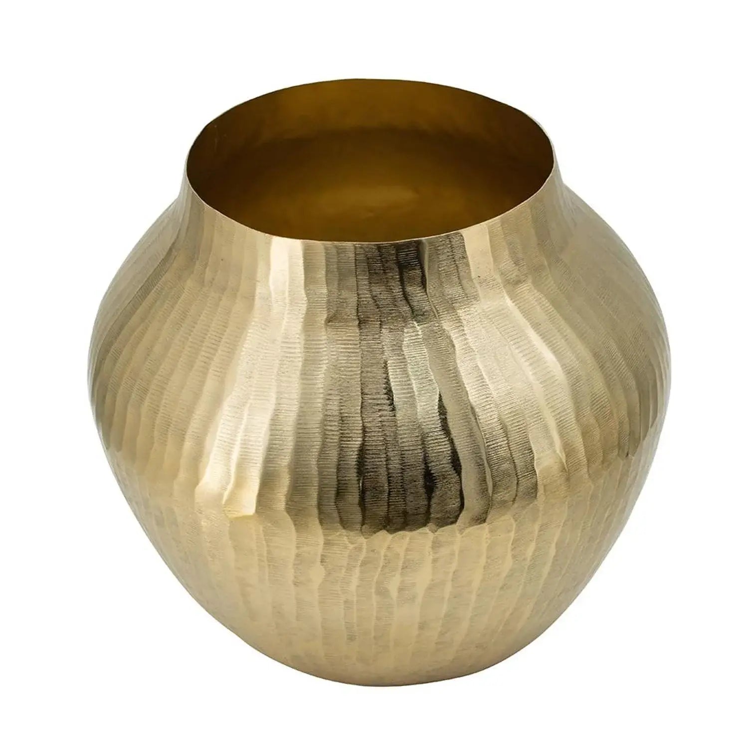 9" Gold Hammered Aluminum Round Table Vase - Homeroots - Flyclothing LLC