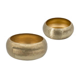 Set of Two Gold Aluminum Hammered Round Centerpiece Bowls - Homeroots - Flyclothing LLC
