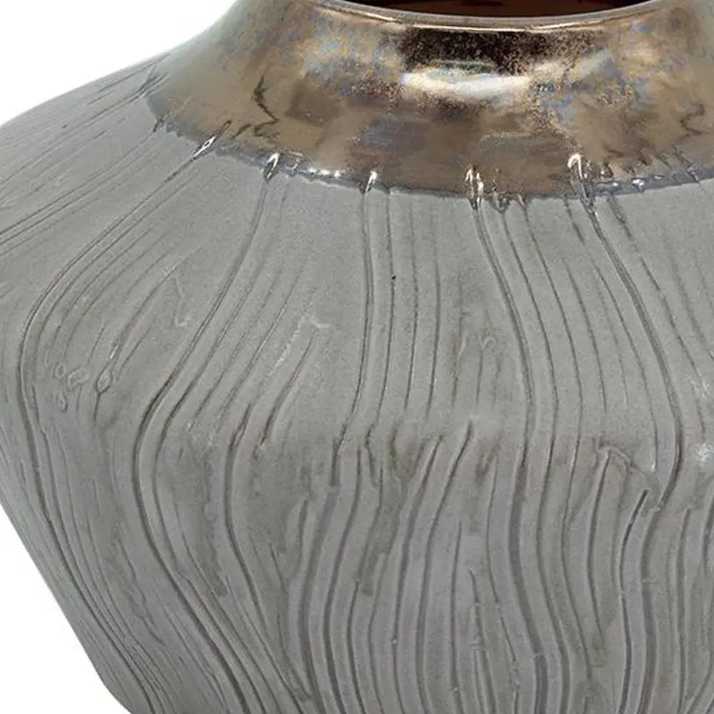 7" Bronze And Gray Ceramic Round Table Vase - Homeroots - Flyclothing LLC