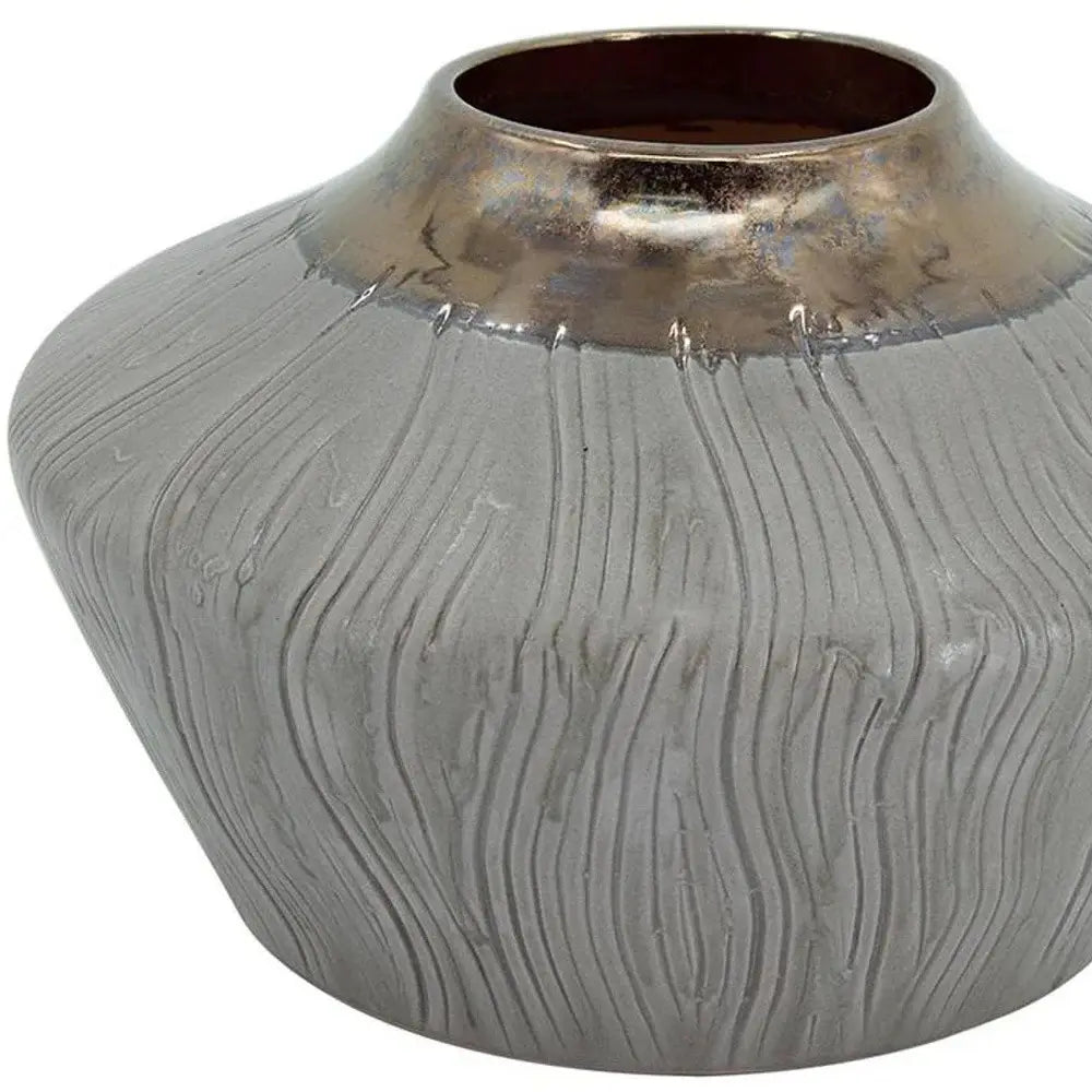7" Bronze And Gray Ceramic Round Table Vase - Homeroots - Flyclothing LLC