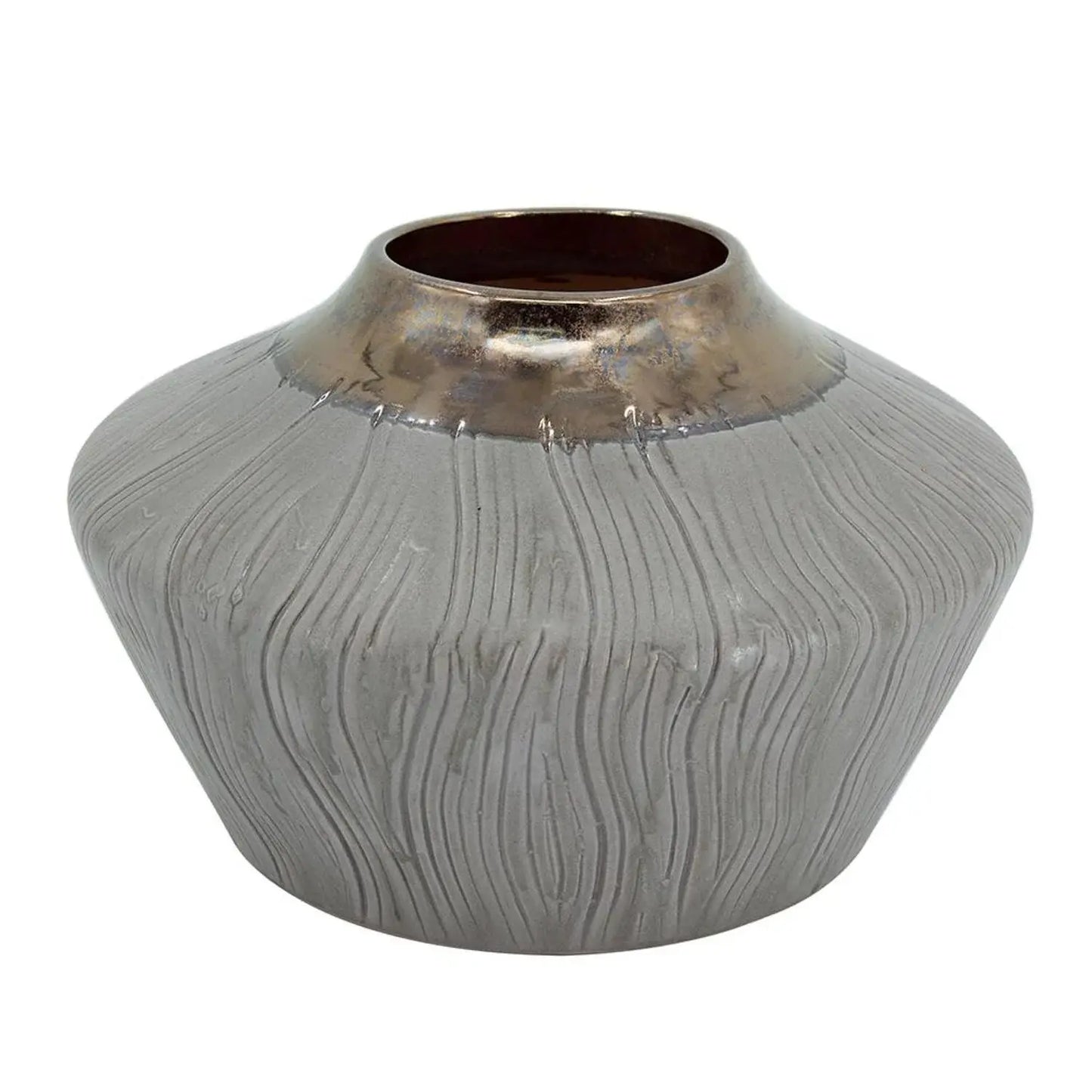 7" Bronze And Gray Ceramic Round Table Vase - Homeroots - Flyclothing LLC