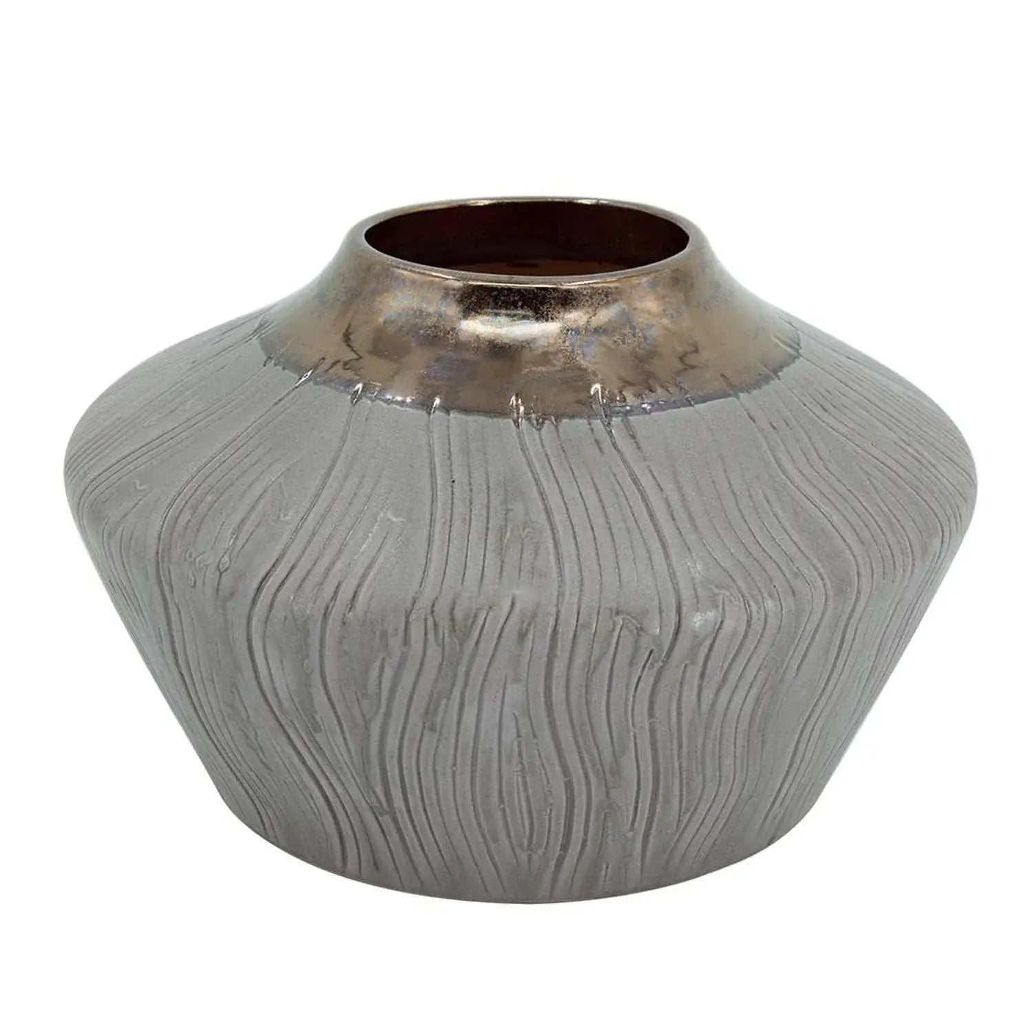 7" Bronze And Gray Ceramic Round Table Vase - Homeroots - Flyclothing LLC
