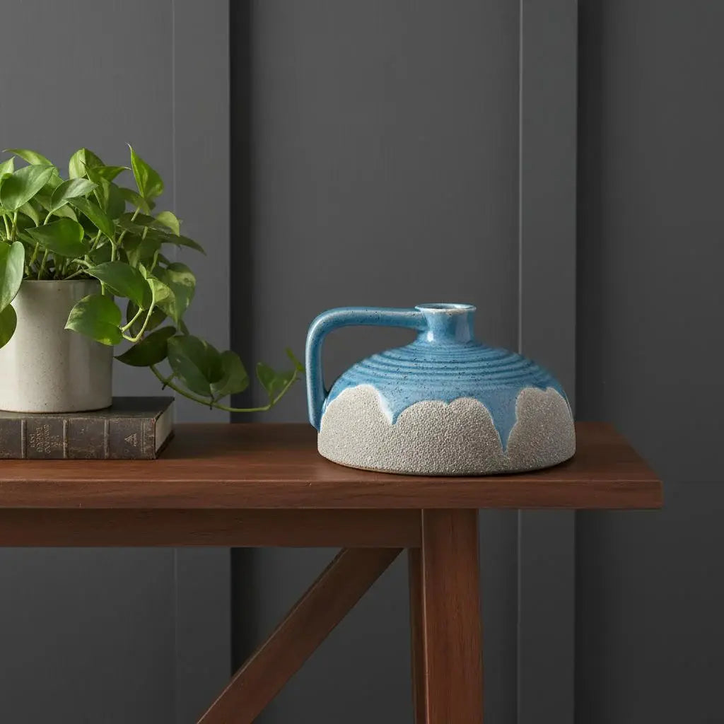 4" Blue And Gray Ceramic Bud Jug Vase - Homeroots - Flyclothing LLC