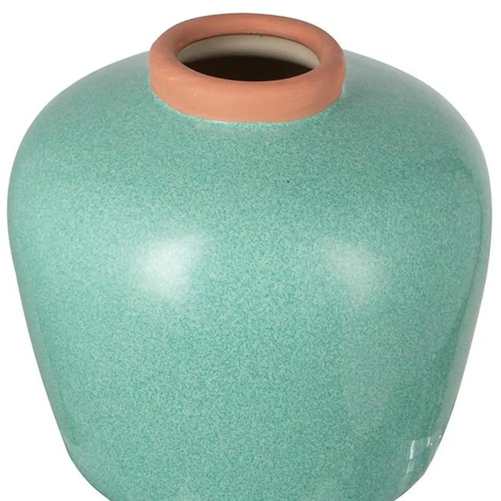 8" Blue And Brown Mottled Ceramic Round Table Vase - Homeroots - Flyclothing LLC