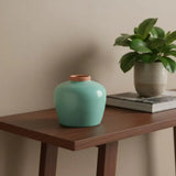 8" Blue And Brown Mottled Ceramic Round Table Vase - Homeroots - Flyclothing LLC