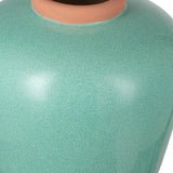9" Natural And Teal Blue Ceramic Round Table Vase - Homeroots - Flyclothing LLC