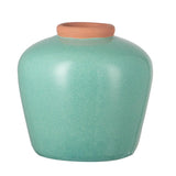 9" Natural And Teal Blue Ceramic Round Table Vase - Homeroots - Flyclothing LLC