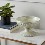 10" Gray Ceramic Round Pedestal Centerpiece Bowl - Homeroots - Flyclothing LLC