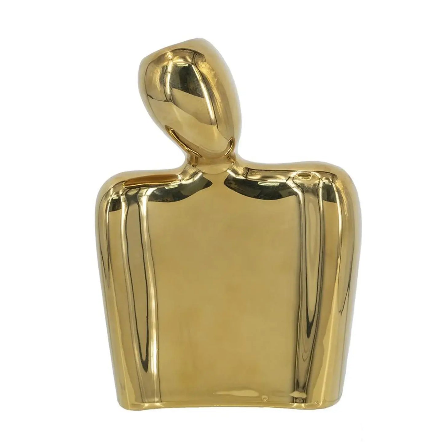 8" Gold Ceramic Modern Abstract Table Vase - Homeroots - Flyclothing LLC