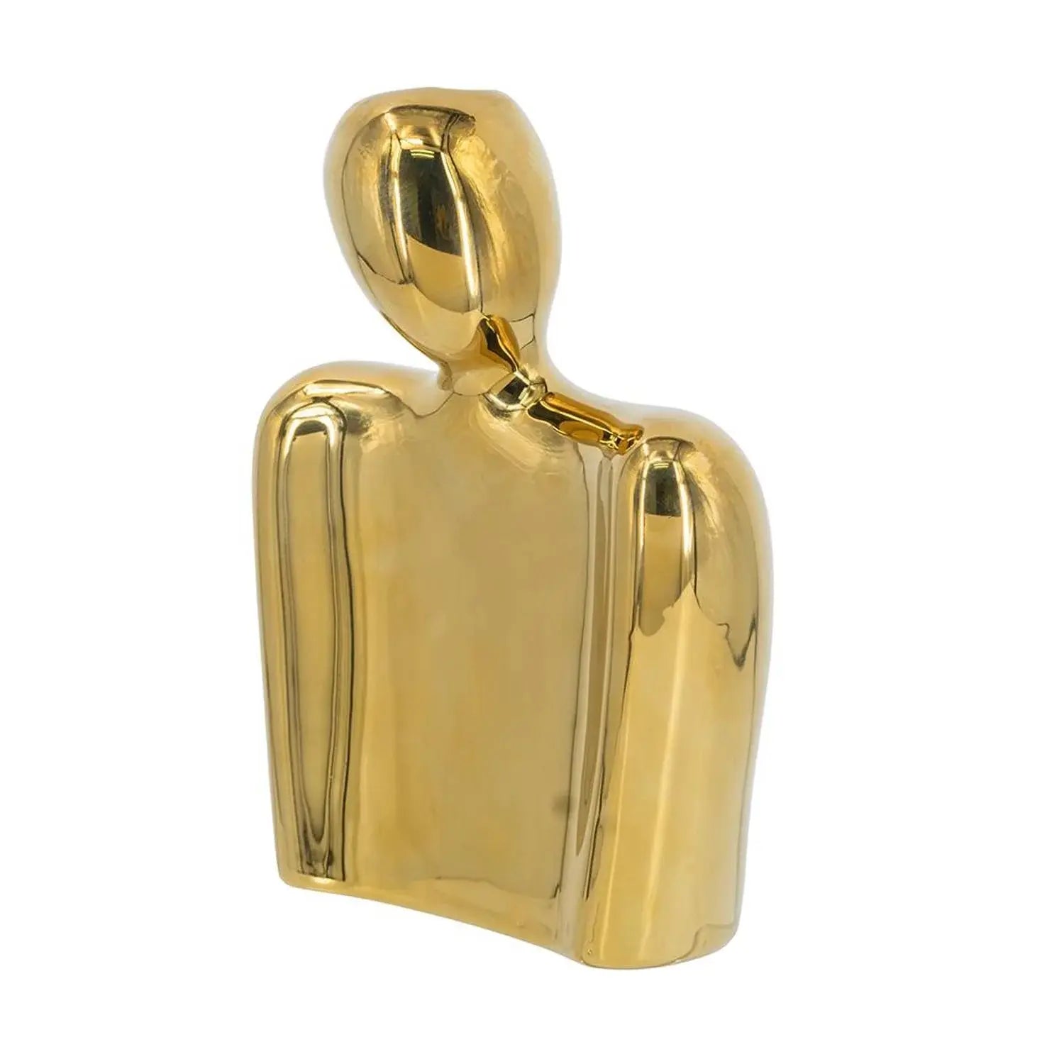 8" Gold Ceramic Modern Abstract Table Vase - Homeroots - Flyclothing LLC