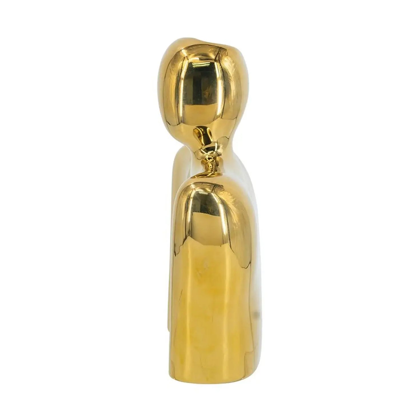 8" Gold Ceramic Modern Abstract Table Vase - Homeroots - Flyclothing LLC