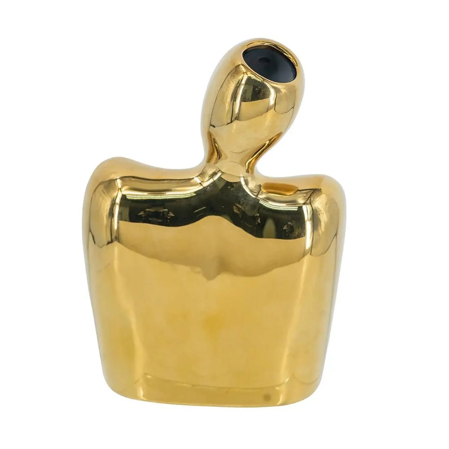 8" Gold Ceramic Modern Abstract Table Vase - Homeroots - Flyclothing LLC