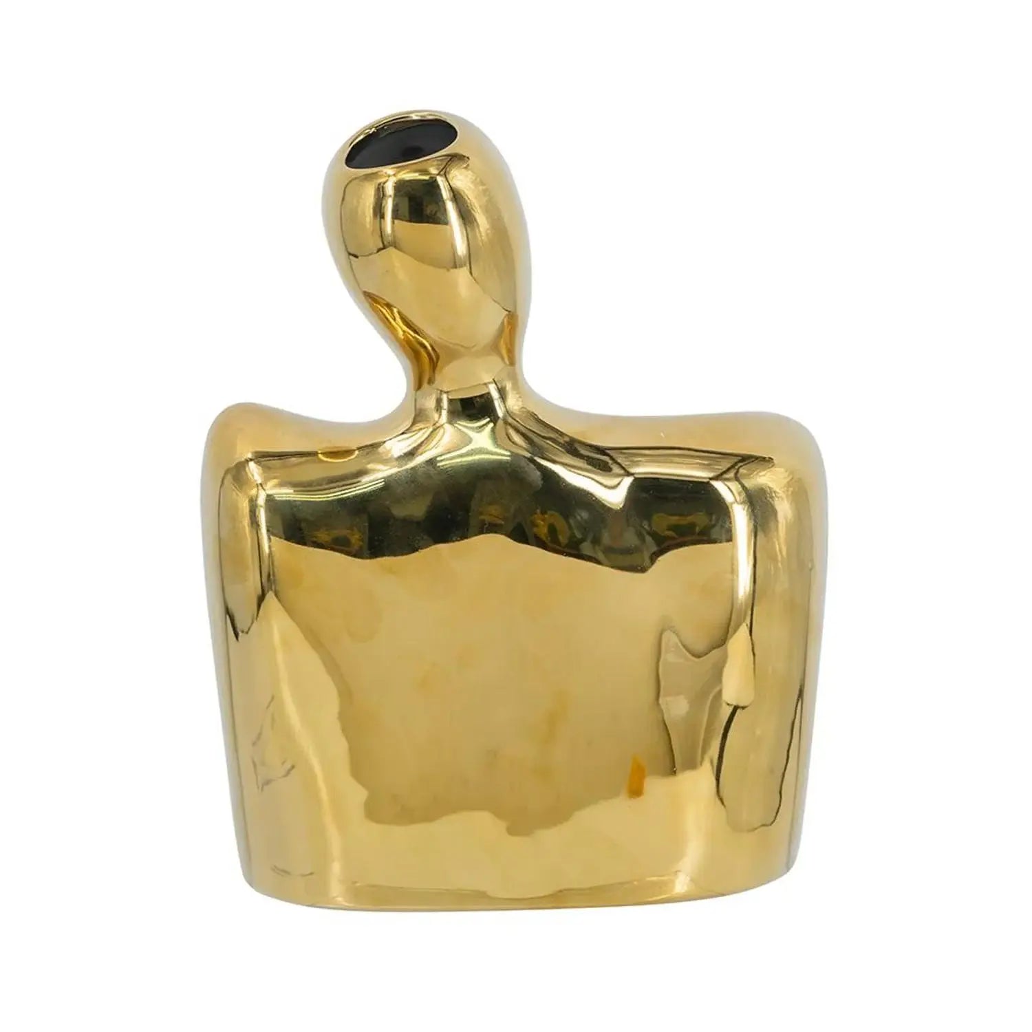 10" Gold Ceramic Modern Abstract Table Vase - Homeroots - Flyclothing LLC