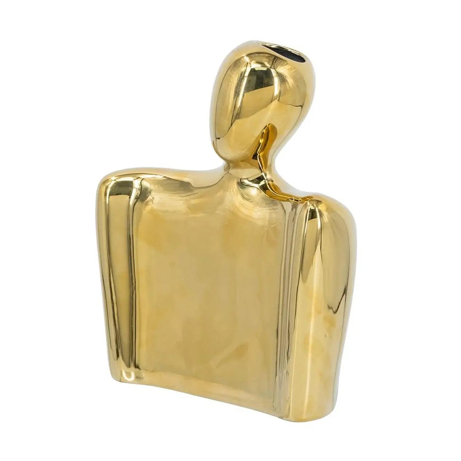 10" Gold Ceramic Modern Abstract Table Vase - Homeroots - Flyclothing LLC