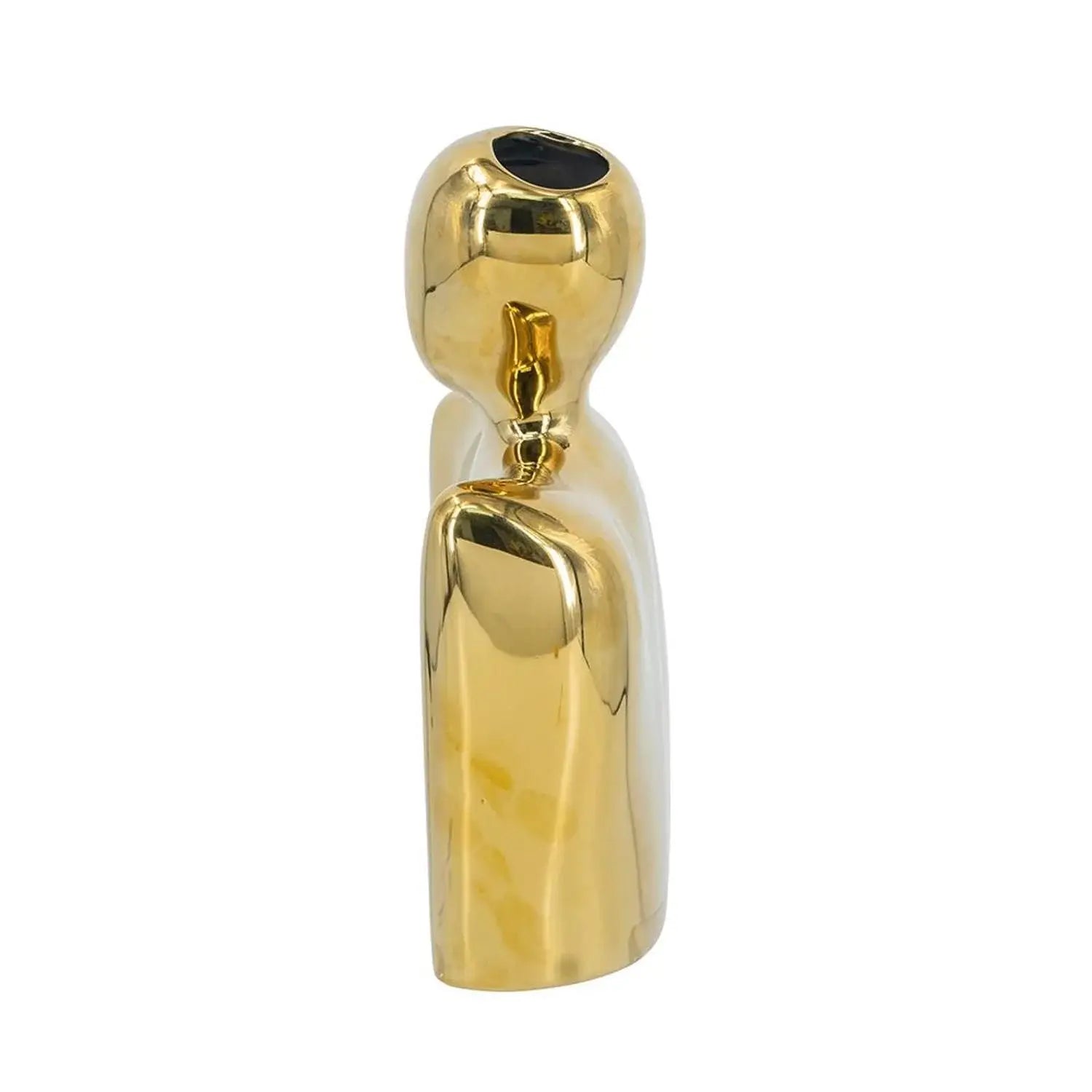 10" Gold Ceramic Modern Abstract Table Vase - Homeroots - Flyclothing LLC