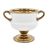 7" White And Gold Ceramic Amphora Urn - Homeroots - Flyclothing LLC