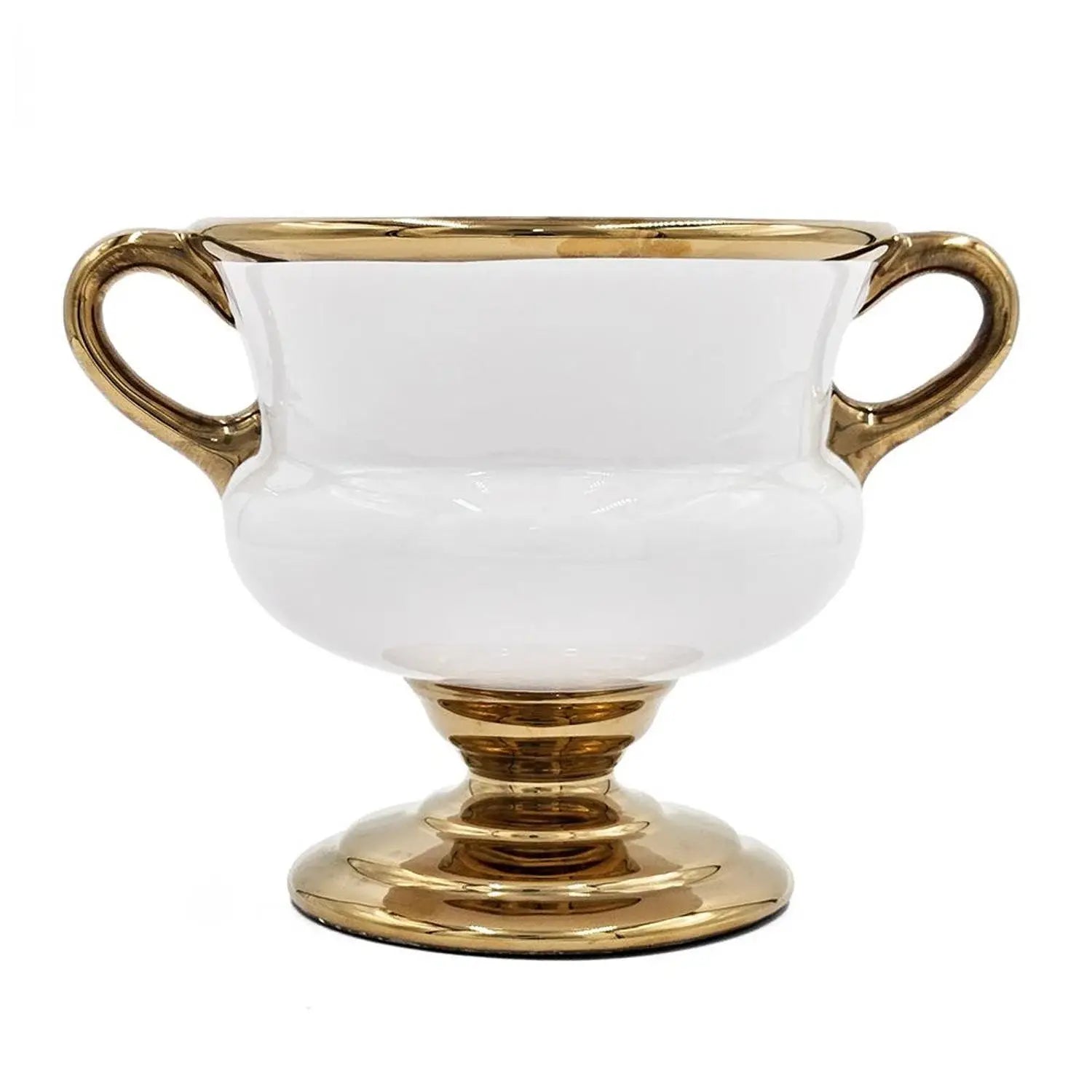 7" White And Gold Ceramic Amphora Urn - Homeroots - Flyclothing LLC