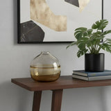 9" Clear And Brown Ombre Glass Round Table Vase - Homeroots - Flyclothing LLC