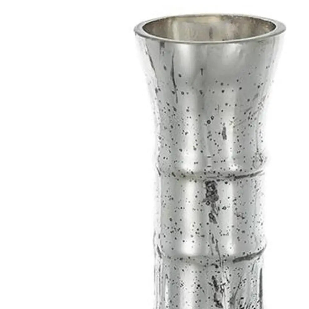 10" Antiqued Silver Glass Round Table Vase - Homeroots - Flyclothing LLC