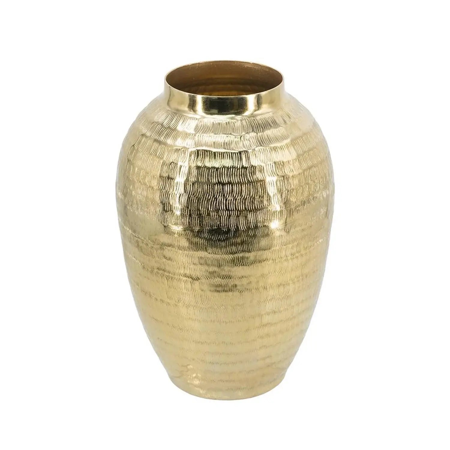 13" Gold Hammered Aluminum Urn Table Vase - Homeroots - Flyclothing LLC