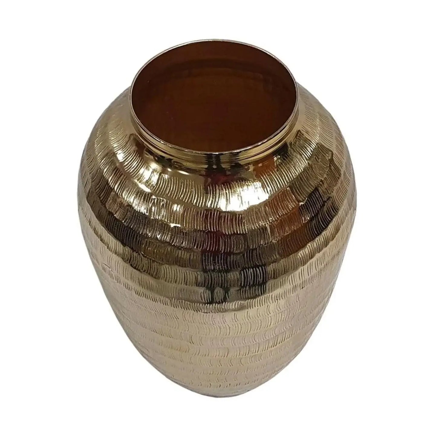 13" Gold Hammered Aluminum Urn Table Vase - Homeroots - Flyclothing LLC