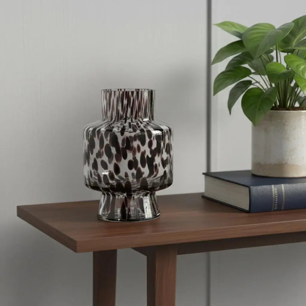 8" Amber And Clear Abstract Glass Cylinder Table Vase - Homeroots - Flyclothing LLC