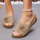 Flower Peep Toe Wedge Sandals - Trendsi - Flyclothing LLC