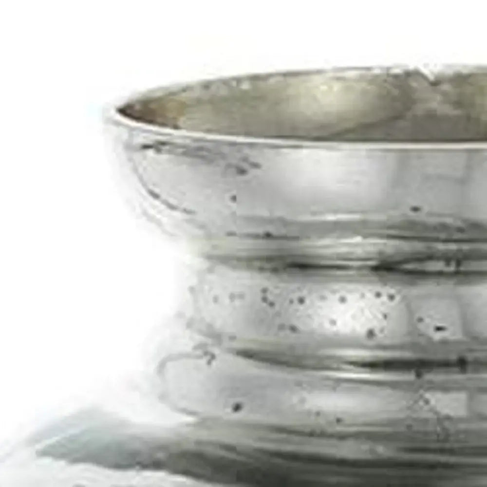 20" Antiqued Silver Etched Floral Glass Round Table Vase - Homeroots - Flyclothing LLC