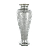 20" Antiqued Silver Etched Floral Glass Round Table Vase - Homeroots - Flyclothing LLC