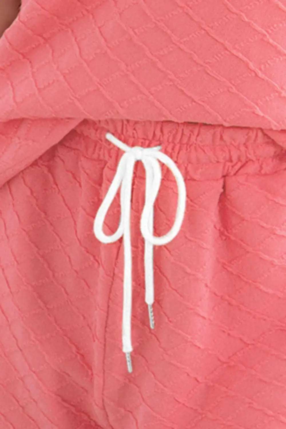 Round Neck Short Sleeve Top and Drawstring Shorts Set - Trendsi - Flyclothing LLC