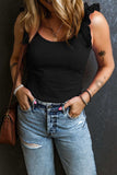 Ruffled Round Neck Tank - Trendsi - Flyclothing LLC