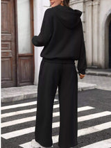 Kangaroo Pocket Hoodie and Wide-Leg Pant Set - Trendsi - Flyclothing LLC