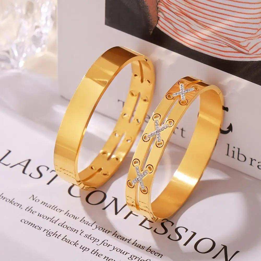 18K Gold-Plated Czech Diamond Bracelet - Trendsi - Flyclothing LLC