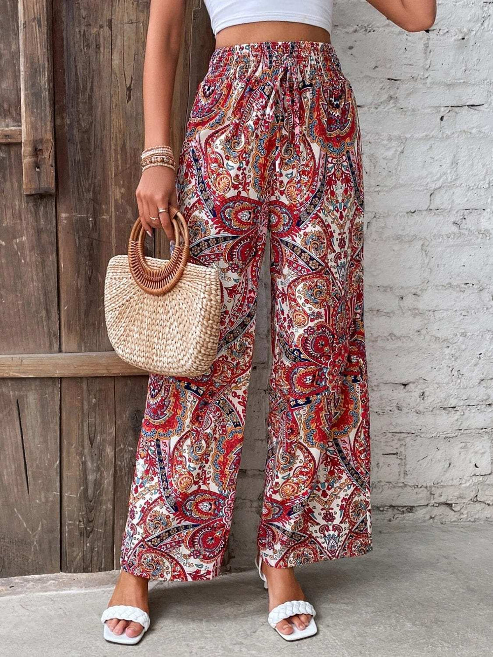 Printed Wide Leg Pants - Trendsi - Flyclothing LLC