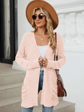 Pocketed Open Front Long Sleeve Cardigan - Trendsi - Flyclothing LLC