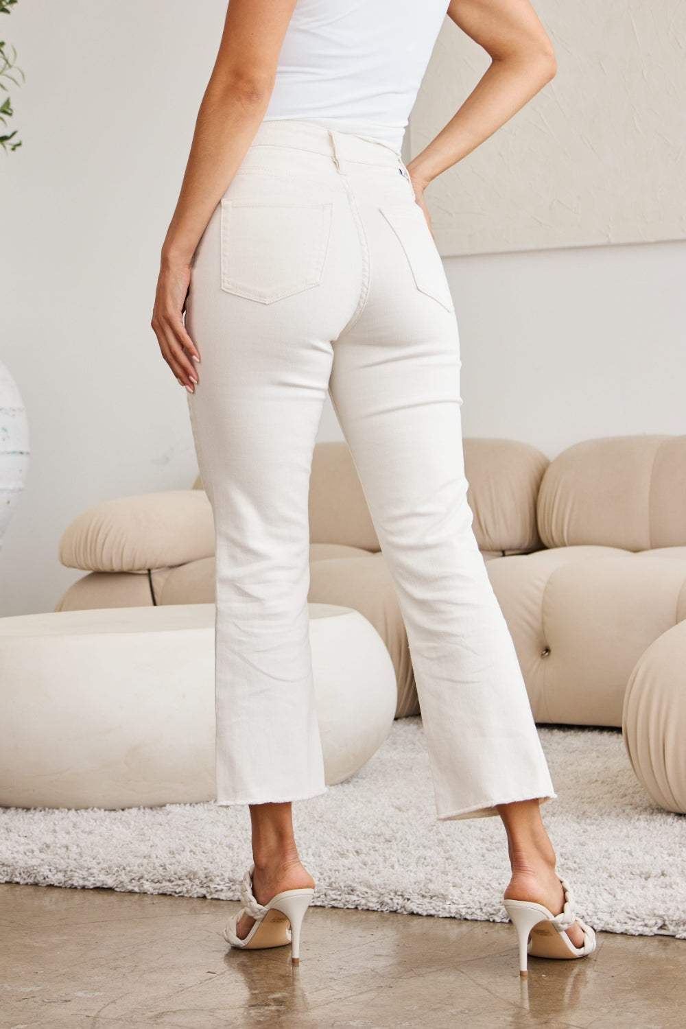 RFM Mini Mia Full Size Tummy Control High Waist Raw Hem Jeans - Trendsi - Flyclothing LLC